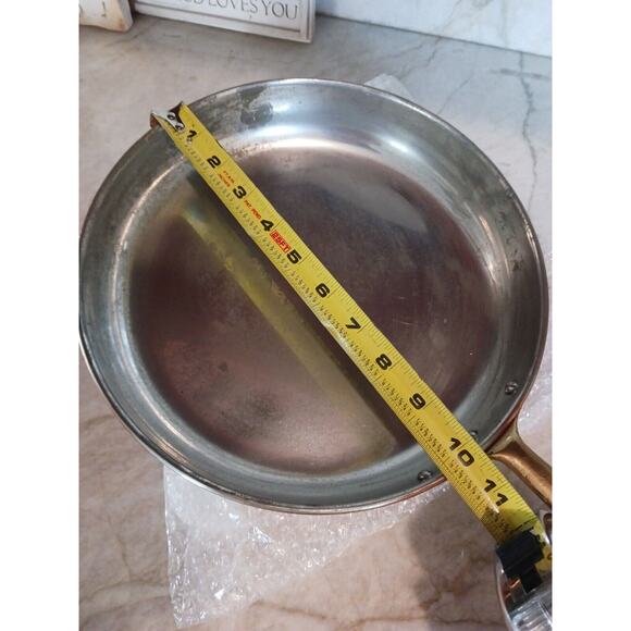 Copral Copper Skillet 10 1/4 Long Brass Handle Portugal Gourmet Cottagecore Farm - Picture 13 of 16